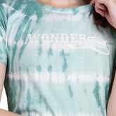 Astron – Tie-Dye Round Neck Green Color Cotton T-Shirt for Women